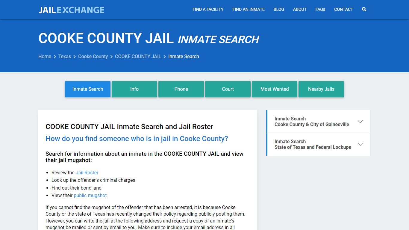 Inmate Search: Roster & Mugshots - COOKE COUNTY JAIL, TX
